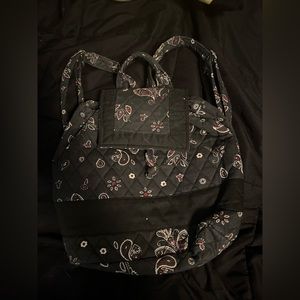 🍄Black Patterned Backpack Purse
